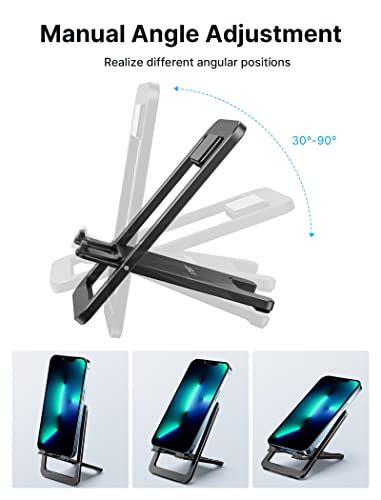 Image of Cell Phone Stand, JSAUX Foldable Aluminum Adjustable Phone Holder for Desk Portable Travel Holder Office Desk Accessories Compatible for iPhone 14 13 12 11 Pro Max X Xr Samsung S22 S21 A53 Switch Pink