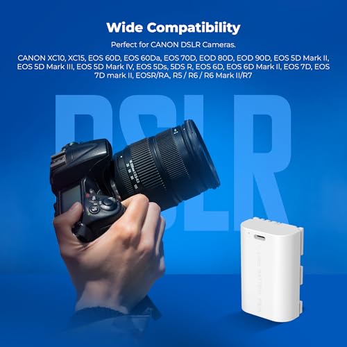 Image of Digitek Platinum (LP-E6 Type C) 3000mAh Power Li-ion Battery for Canon Cameras with Type-C Charging Cable, for Canon XC10, XC15, EOS 60D-90D, 5D Series, 6D Series, 7D Series, and EOS R /RA /R5 /R6 /R7