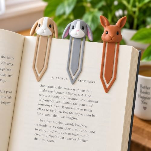 Image of 3 Pack Cute Rabbit Bookmarks Set for Readers & Gifting | Bunny Page Marker