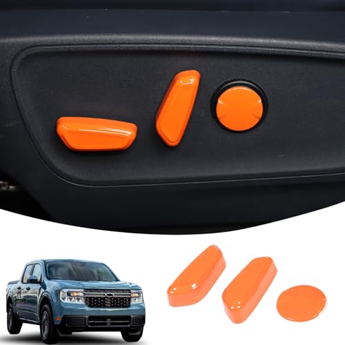 Lcojicep Car Seat Adjustment Button Switch Trim Cover Compatible with Ford Maverick 2022-2025?Car Styling Seat Adjustment Button Cover Sticker Car Interior Protection Accessories (Orange)