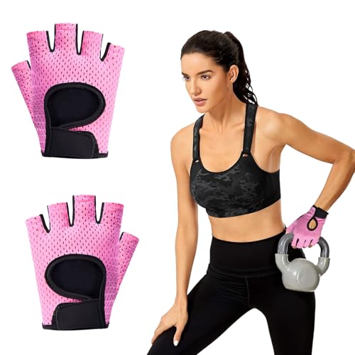 Nuqin Women's Weight Lifting Gloves, Pink M