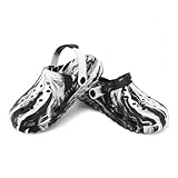 CHILLIFE Zuecos Sanitarios Mujer, Bicolor, Zapatos de Trabajo, Hospital, Jardín, Playa, Ligeros, Fabricado en Portugal (Negro/Blanco, Sistema Tallas Calzado EU, Adulto, Números, Mediano, 39)