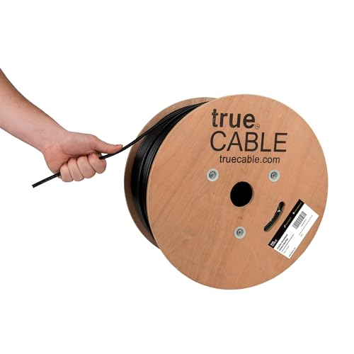 Image of TRUE CABLE Cat5e Direct Burial Bulk Ethernet Cable, Shielded F /UTP, 1000ft, Black, Waterproof, Outdoor OSP Jacket, 24AWG Solid Bare Copper, 350MHz, PoE++ 100W