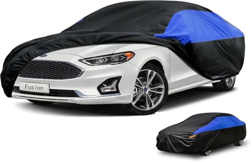 Image of Ford Car Cover Custom Fit Ford Fusion Waterproof All Weather, Lightweight Full Exterior Cover for Automobiles Outdoor Sun UV Rain Dust Snow Wind Protection.