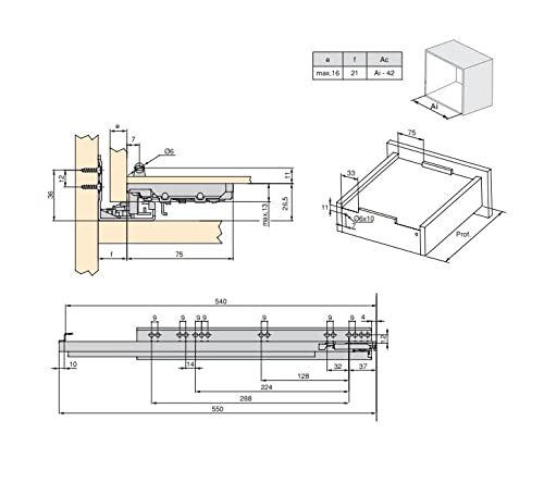 Emuca - Guide Silver ad estrazione totale con