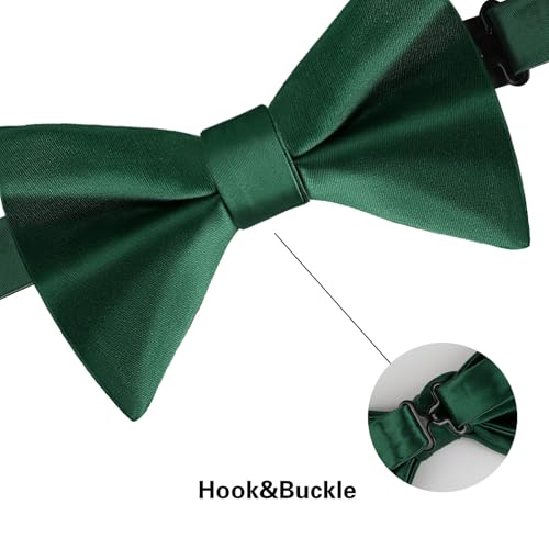 Image of Alizeal Mens 4pcs Formal Solid Bow Tie Set | Pre-tied Pocket Square Cufflinks Boutonniere for Wedding Everyday Use