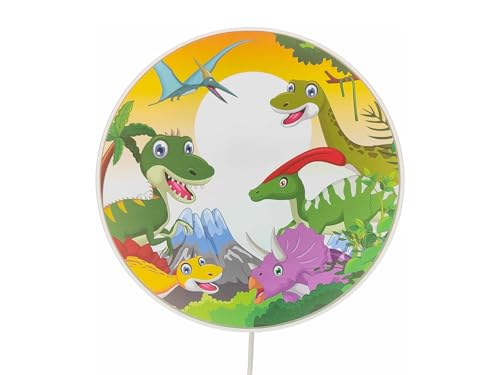 Kinderzimmer Wandlampe Dinosaurier, rund, flach mit Schalter, Ø 25cm