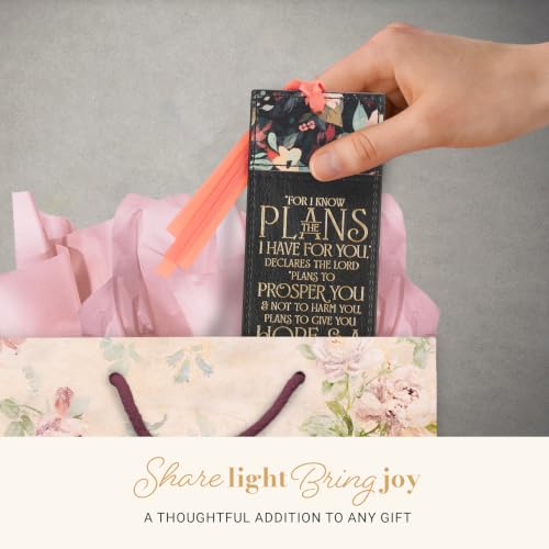 Image of Christian Art Gifts Premium Faux Leather Bookmark: I Know the Plans