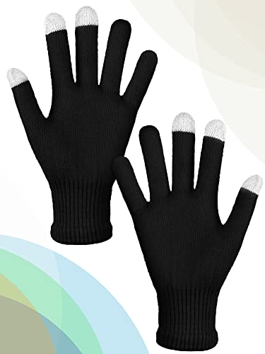 Image of Pangda 12 Pairs Winter Touch Screen Gloves for Men Women Stretch Knitted Texting Gloves Warm Windproof Solid Color Mittens