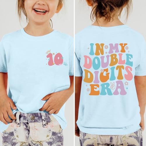Image of Pairxily in My Double Digits Era Shirt for Girls 10th Cute 10 Year Old Girl Happy Birthday Shirts Gifts Short Sleeve Tops