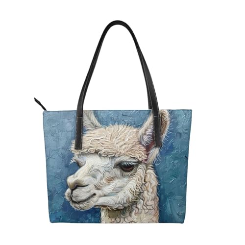 Sac à main imprimé lama grand format zippé pour voyage et travail