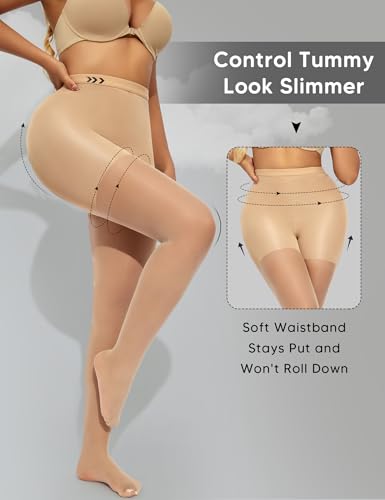 Image of Shapewear Leggings For Women High waisted Footless Pantyhose Capri Tummy Control Body Shaper