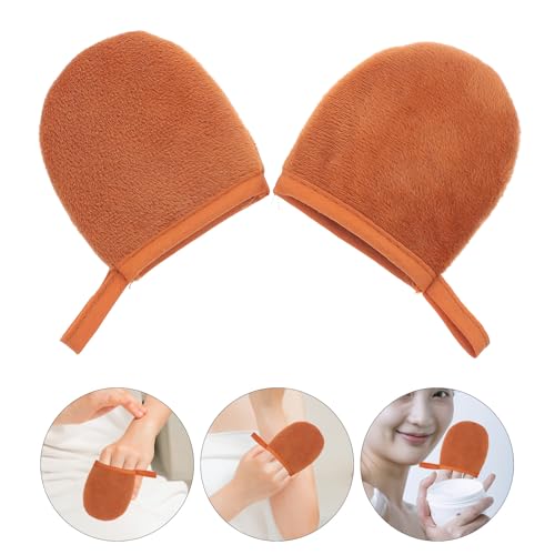 IMUSINICE Manopla de Felpa para Aplicar Loción y Aceite Bronceador, Guante Autobronceador Reutilizable 2 Piezas Color Marrón, Herramienta Práctica para Crema Solar y Masaje Corporal - imagen 8