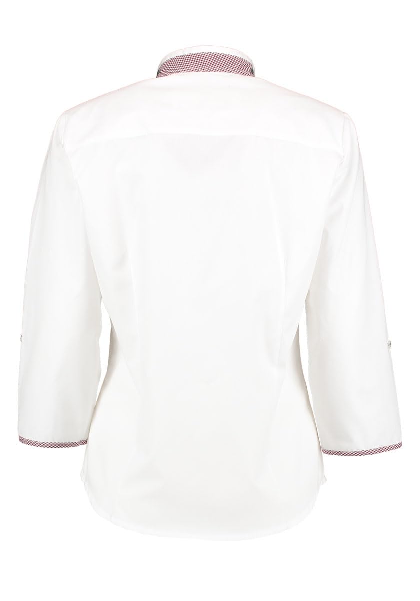 OS Trachten Damen Bluse Langarm Trachtenbluse mit Stehkragen Pufoya