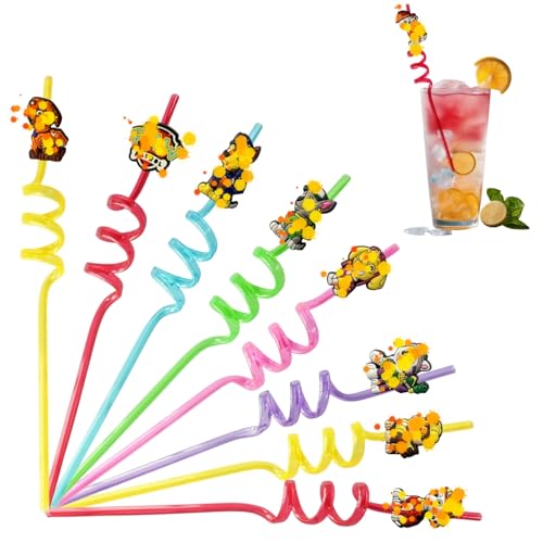 8 pajitas para niños, pajitas de plástico reutilizables, pajitas de colores, suministros de fiesta de cumpleaños para niños