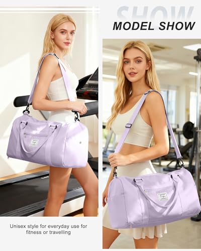 Image of Gym Bag Womens Mens with Shoes Compartment and Wet Pocket Travel Duffel Bag for Women for Plane Sport Gym Tote Bags Swimming Yoga Waterproof Weekend Overnight Carry on Bag Hospital Holdalls