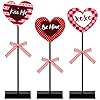 3 Pcs Heart Wooden Sign Valentines Day Decorations Tiered Tray Decor Set Valentines Decor for Home Love Sign Decor Classic Valentines Table Decor for Wife Kitchen Tables Wedding Engagement