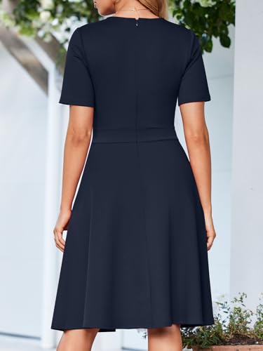 Image of YIOYOLA Fit and Flare Work Dresses for Women Business Casual Office Church Cocktail Party Aline Dress with Pockets