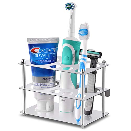 Nowyeh Toothbrush Holder, Stainless Steel Bathroom Toothbrush Holder Toothpaste Holder Stand, Bathroom Toothbrush