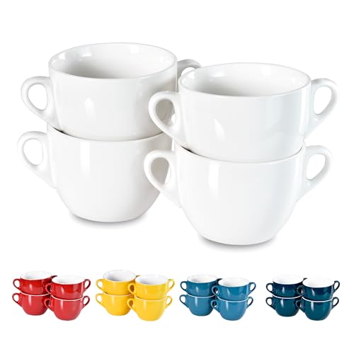 La Mejor Recopilación de Sopero los mejores 5. 41 fMSDD- 4 tazones de Sopa Blancos de 23 oz con Asas Dobles Que brindan Facilidad de Transporte, Aptos para microondas y lavavajillas.