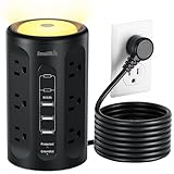 Steckdosenleiste Turm mit 5 USB-Anschlüssen und Nachtlicht, 3 m...