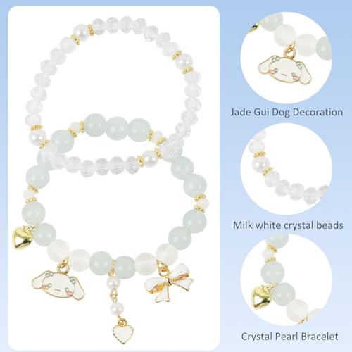 Image of SANNIDHI Crystal Bracelet for Girls Stylish Double Layer Pearl Crystal Bead Bracelets Jewelry with Cute Pendant Charm, Bracelet for Kids Women Ideal Gift for Girls