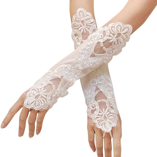 Mitaines en satin blanc CHENGZI pour libérer vos doigts le jour du mariage