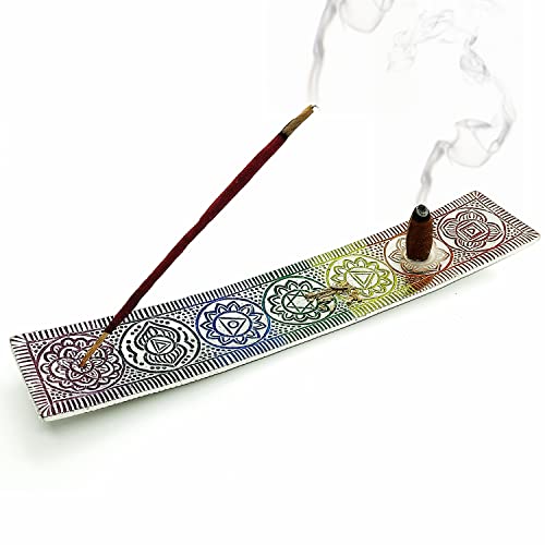 Chakra Incense Holder for Sticks - Handmade Dual Inscents- Holders | Perfect as Spiritual or Meditation Insense Holder (10 inch)