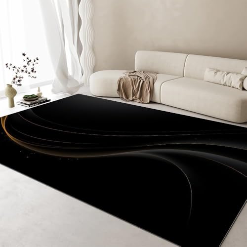Tapis de salon facile à nettoyer antidérapant en polyester doux 3D - 3