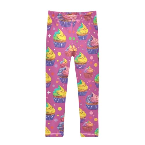 Rainbow Cupcakes Girls' Leggings Toddler Doodles Kids Yoga Pants Dance Active Tights 4T
