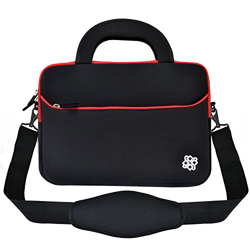 KOZMICC 15 15.6 Inch Neoprene Messenger Sleeve Handle Shoulder Bag Case Cover (Black/Red) for 15-inch Apple MacBook Pro, Apple MacBook Pro w/Retina Display & Other 15