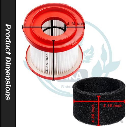 Image of 1 Pack 49-90-1900 HEPA Filter Replacement Compatible with Milwaukee Wet /Dry M18 Vacuum Cordless 0780-20 0880-20, 0960-20, 0970-20, Includes 2 Foam Sleeve Filters & 1 Brush(Not for 0882-20)