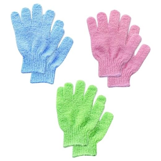 6 guantes exfoliantes, guantes de ducha de bambú, guantes exfoliantes de baño y cuerpo, elimina el cabello encarnado y la piel muerta, para ducha, spa, masaje y removedor de células muertas, lufa,