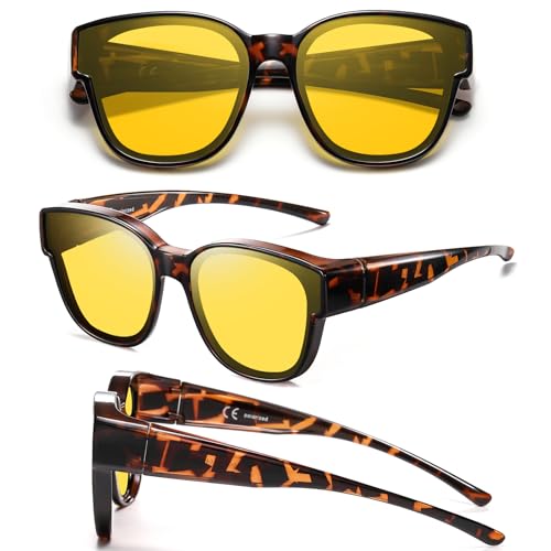 Image of GEGURI Polarized Sunglasses Fit Over Glasses for Men Women, Oversized Square Sun Glasses UV400 Protection Shades