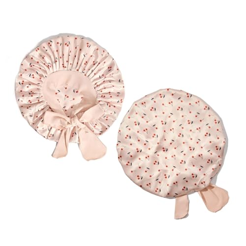 2 Gorros de Dormir XL de Satén de Doble Capa, Gorros Ajustables con Corbata for Cabello Largo, Gorros de Noche Transpirables con Forro de Seda de Leche