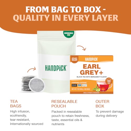 Image of HANDPICK Earl Grey Black Teabags (100 Count)Flavored with Citrus & Bergamot