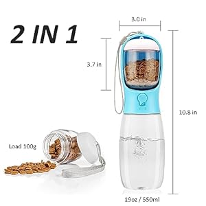 Dog Water Bottle, Leak Proof Portable Pet Water Bottles for Dogs, Puppy Water Dispenser with Drinking Feeder for Travel (19oz New Version)