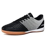 uomo scarpe da futsal, scarpe da calcio ic/in antiscivolo, scarpa da calcetto da strada indoor, allenamento competizione sneakers per bambini adolescenti ragazzo ragazza e adulto (41,black&w)