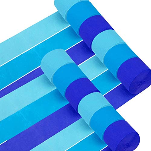 crepe streamers blue - Coceca 12 Rolls 984ft Baby Blue Crepe Paper Streamers, 3 Different Blue Streamer for Birthday Party Baby Shower Wedding Family Gathering Thanksgiving Christmas Decorations DIY