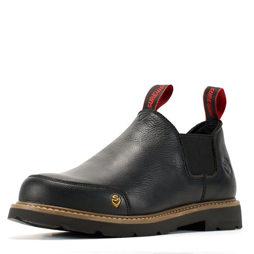 SUREWAY 4 in Mens Slip On Work Boots for Men,Full Grain...