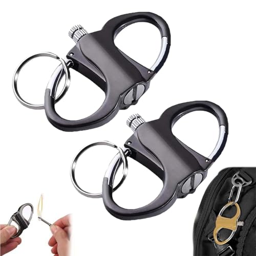 2PC Permanent Match Infinity Lighter with Keychain, 2025 New The Forever Lighter, Emergency Fire Starter Striker Set, Metal Keychain Unlimited Waterproof Stick (Black)