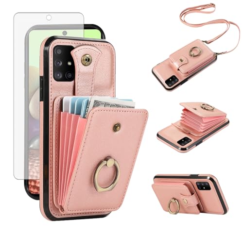 Protection Samsung Galaxy A71 5G Porte-Carte Double Couche Anti-Choc Housse Portefeuille A715G