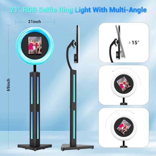 Photo Booth Compatible with Ipad 12.9in 11in 10.9in 10.2in, Photo Booth Machine with ChackTok PhotoBooth VIP Member, Ring Light, Selfie Photo Booth for Parties,Wedding and Events — view 4