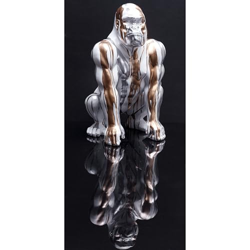 Statue gorille résine blanche argent 45cm objet décoratif salon unique HD0214 - 8
