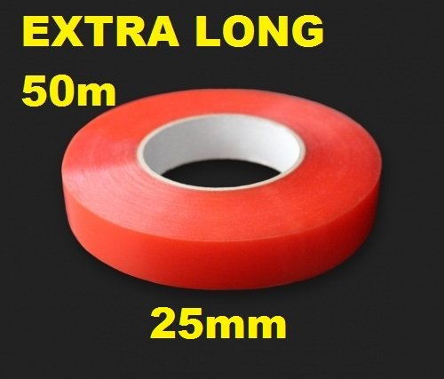 25mm Red Double Sided Adhesive Sticky Tape Easy Lift Super Strong EXTRA LONG 50m, 25mm - 50m long - Image 3