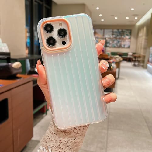 Coque rigide argentée style bagage pour iPhone 16 Pro Max étui rayures 3D
