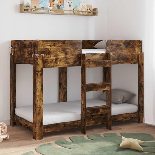 Lit Superposé Enfants Chêne Fumé, Bois d'Ingénierie, 80x160 cm, Moderne, Durable, Cadre Plateforme avec Tête pour Chambre d'enfants, Gain de Place,...