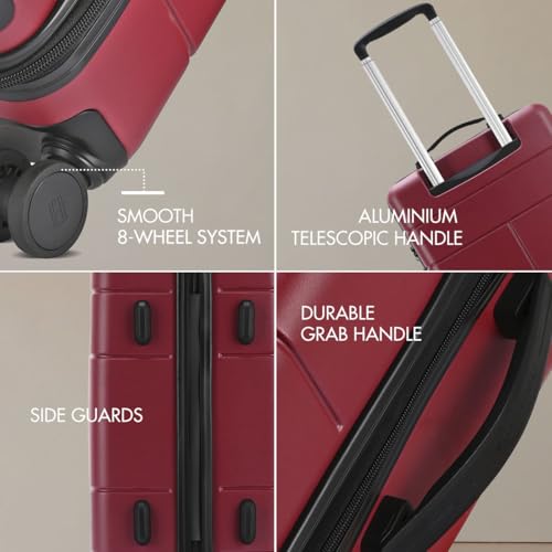 Image of Tommy Hilfiger Mid-Size Luggage Fame - Wine |Check-in Trolley Bag with TSA Lock |360 Spinner Wheels |Telescopic Handle |Hardshell PC Suitcase | 66cm | 74L Capacity