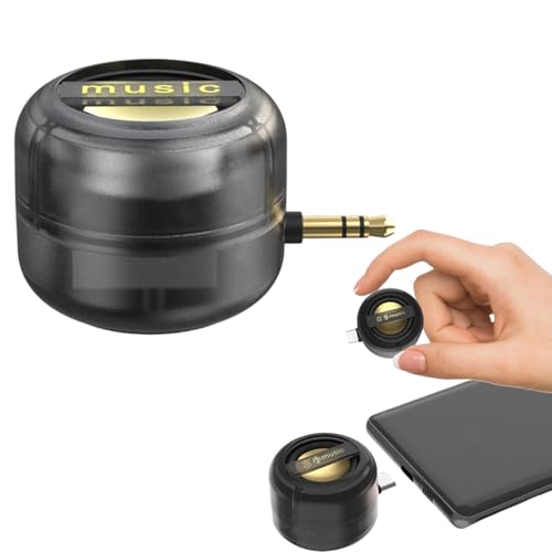 Portable Cell Phone Speaker Amplifier, 5X Louder Sound Amplifier with Type-C & 3.5mm Jack, Plug and Play Mini Speaker for iPhone, iPad, Tablet, Smartphone, Ideal for Music, Calls and Travel (E-1)
