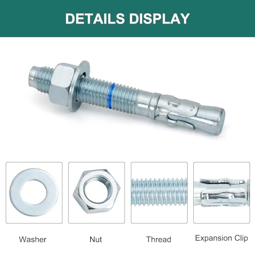 3434 x 5-1234 concrete anchors 20 pack 34 inch wedge anchors bolts zinc plated